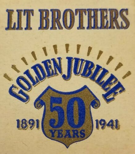 Vintage matchbook cover Lit Brothers golden jubilee 1941 lion match c6