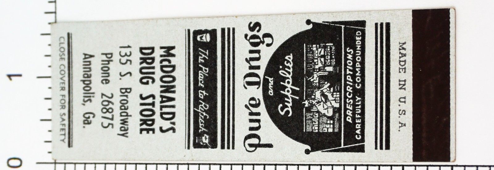 VTG 30'S 40'S DRUG STORE PHARMACY ADVERTISING MATCHBOOK MATCHES SAMPLE