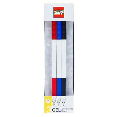 BRAND NEW LEGO Stationery - Colored Gel Pens 3 Pack with Building Bricks