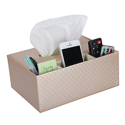 ThyWay Multifunction PU Leather Pen Pencil Remote Control Tissue Box Cover Desk