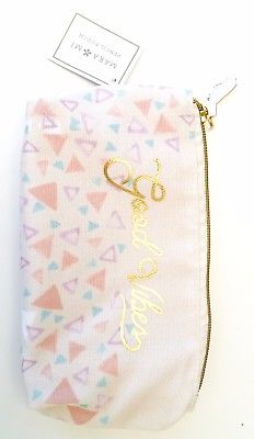 NEW Mara Mi Pencil Pouch Bag Good Vibes Geometric Triangle Design Zipper Makeup