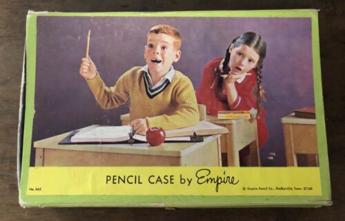 Vintage Empire Pencil Case Empire School Box with pencils and ruler