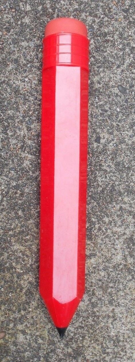 Vintage Early 1960's Linton Jumbo Red Plastic Pencil Shaped Pencil Case Holder