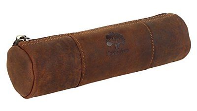Vintage Leather Zippered Pen Pencil Pouch Gift for Men Women ~ Carry Charcoal by