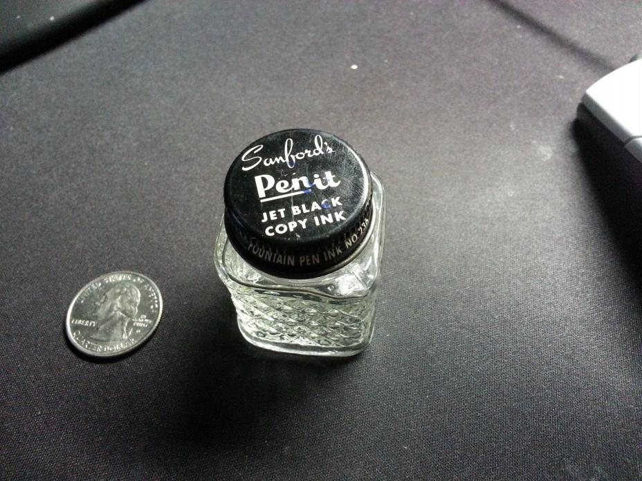 Vintage Sanford's Pen It Jet Black Copy Ink Jar Bottle
