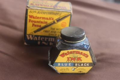 Vintage Waterman Ink Blue Black 2 onz with Box