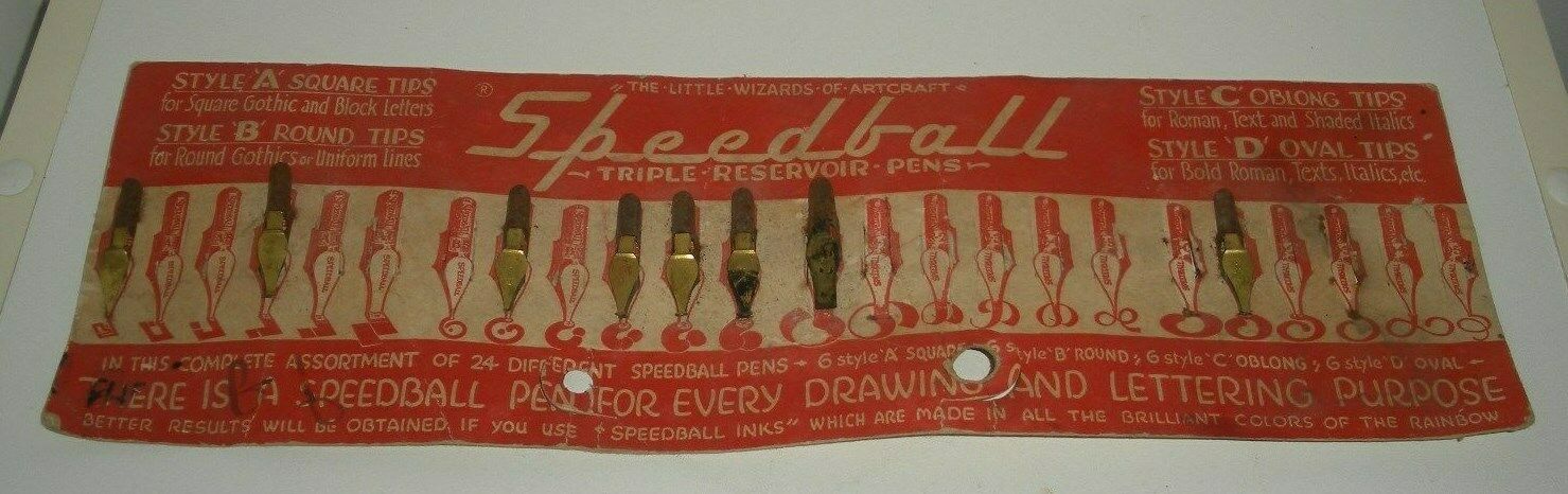 Vintage, Speedball Triple Reservoir Pen Tips, Cardboard Store Display