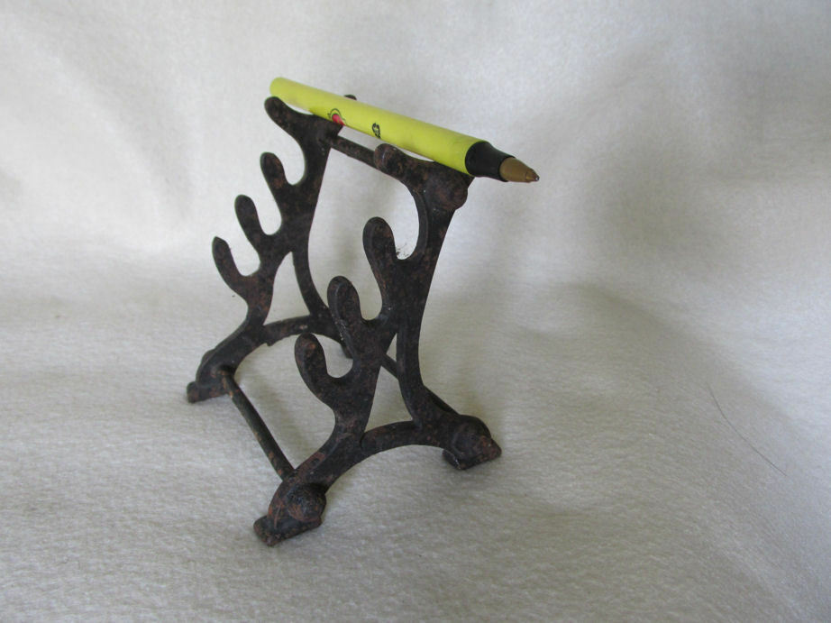 Antique Cast Iron Pen Holder, Desk Accessory, Display for Dip Pens