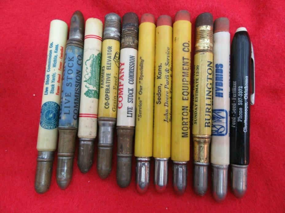 Vintage Lot of 11 Bullet Pencils  Kansas Oklahoma Nebraska More