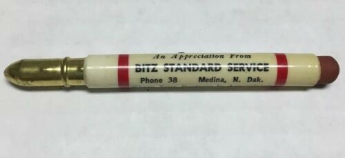 Vtg Bitz Standard Service Bullet Pencil Medina North Dakota Advertising Defunct