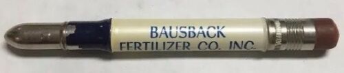 Vtg Bausback Fertilizer Bullet Pencil Farming Agriculture Shelbyville Indiana Ag