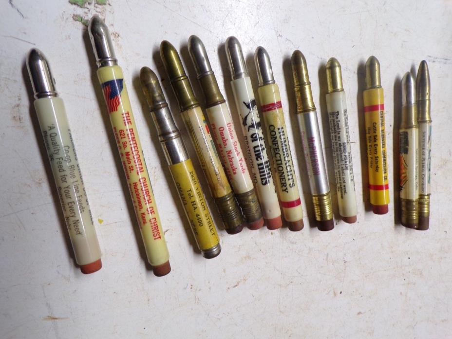 12 different Old Bullet Pencils Lot B