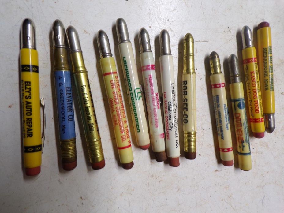 12 different Old Bullet Pencils Lot A