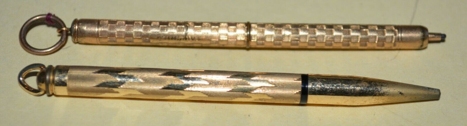 Collectible Antique Vintage Gold filled Mechanical pen pencil LOT of 2 pendant