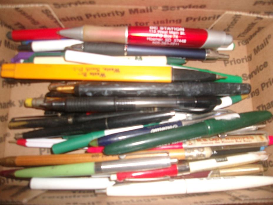 JUNK DRAWER MISC MECHANICAL BALL POINT PENS ADVERTISING PENS  OLD