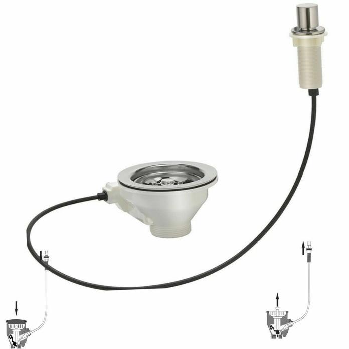Strainer with Push Button Release Mechanism Optional Brushed Nickel or Chrome