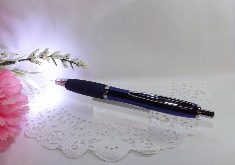 2 in 1 Bel Arte Blue Silver LED Lighted Tip  Metal Ballpoint Pen HIGH QUALITY