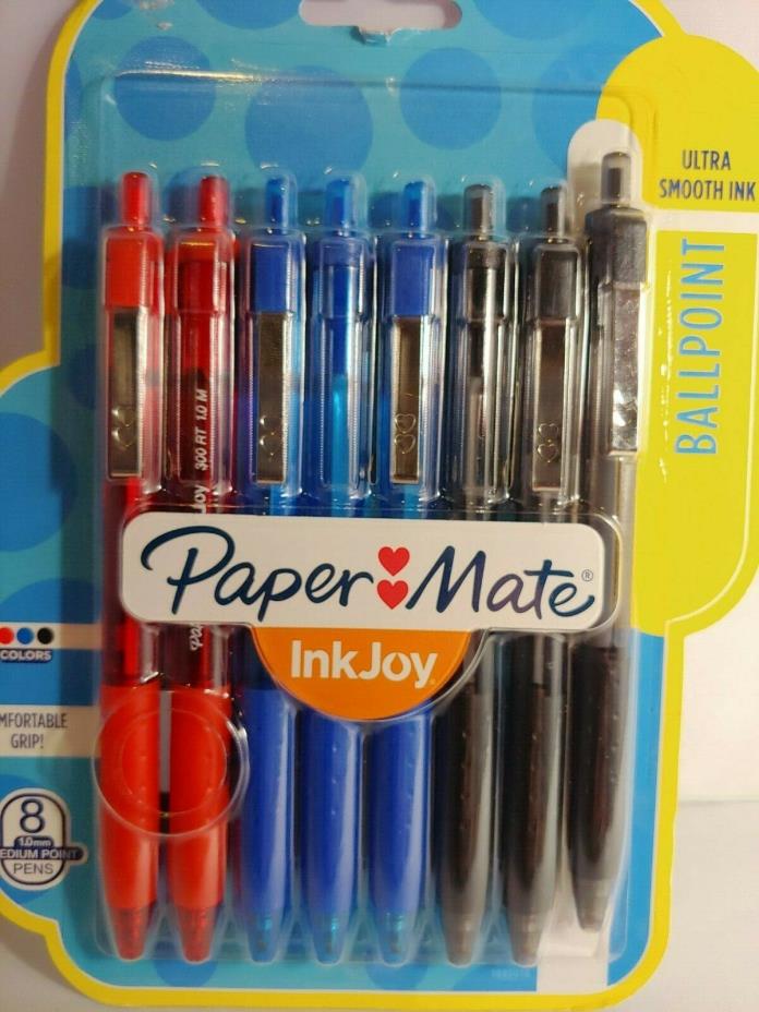 Paper Mate InkJoy 300RT Retractable Ballpoint Pens, Medium Point, Black/Red/Blue