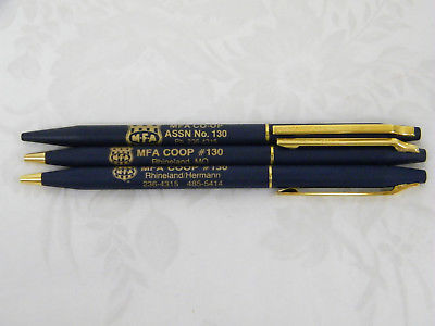 3 Vintage MFA CO-OP Advertising Ballpoint Pens