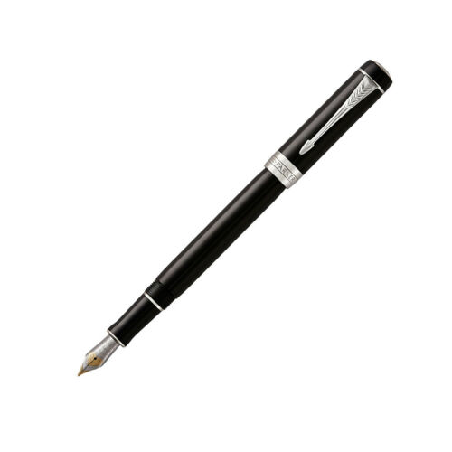 Parker Duofold International Classic Black with Chrome Trim Fountain Pen, Medium