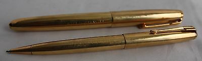 Vintage 14kt Solid Yellow Gold Parker 51 engraved pen pencil set leather box