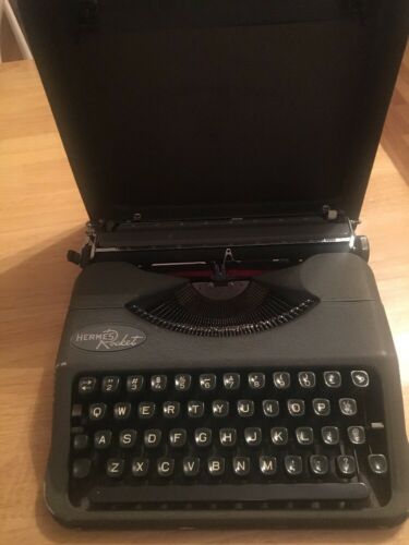 Vintage Hermes Rocket Portable Typewriter (1956) Grey In Color (RARE)