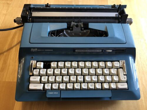 blue Smith Corona Sterling Automatic  Vintage Typewriter