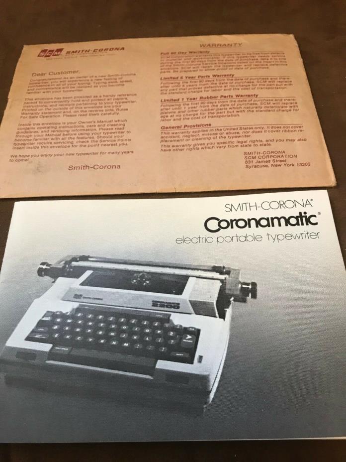 Smith-Corona typewriter Instruction from the 50's