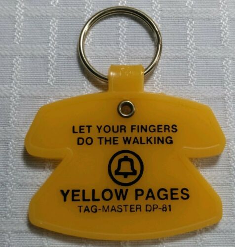 Vintage Plastic Telephone Keychain Yellow Pages Let your fingers do the walking
