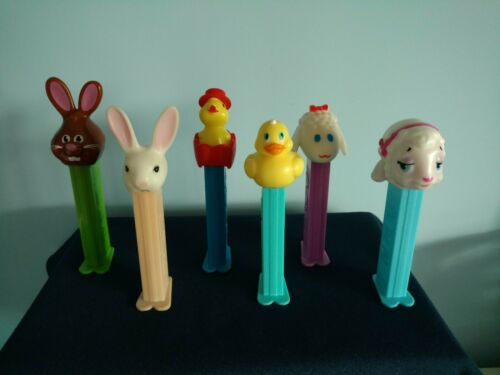 Easter Pez Dispensers Lot of 6 BUNNY, CHICK, DUCKIE, LAMB