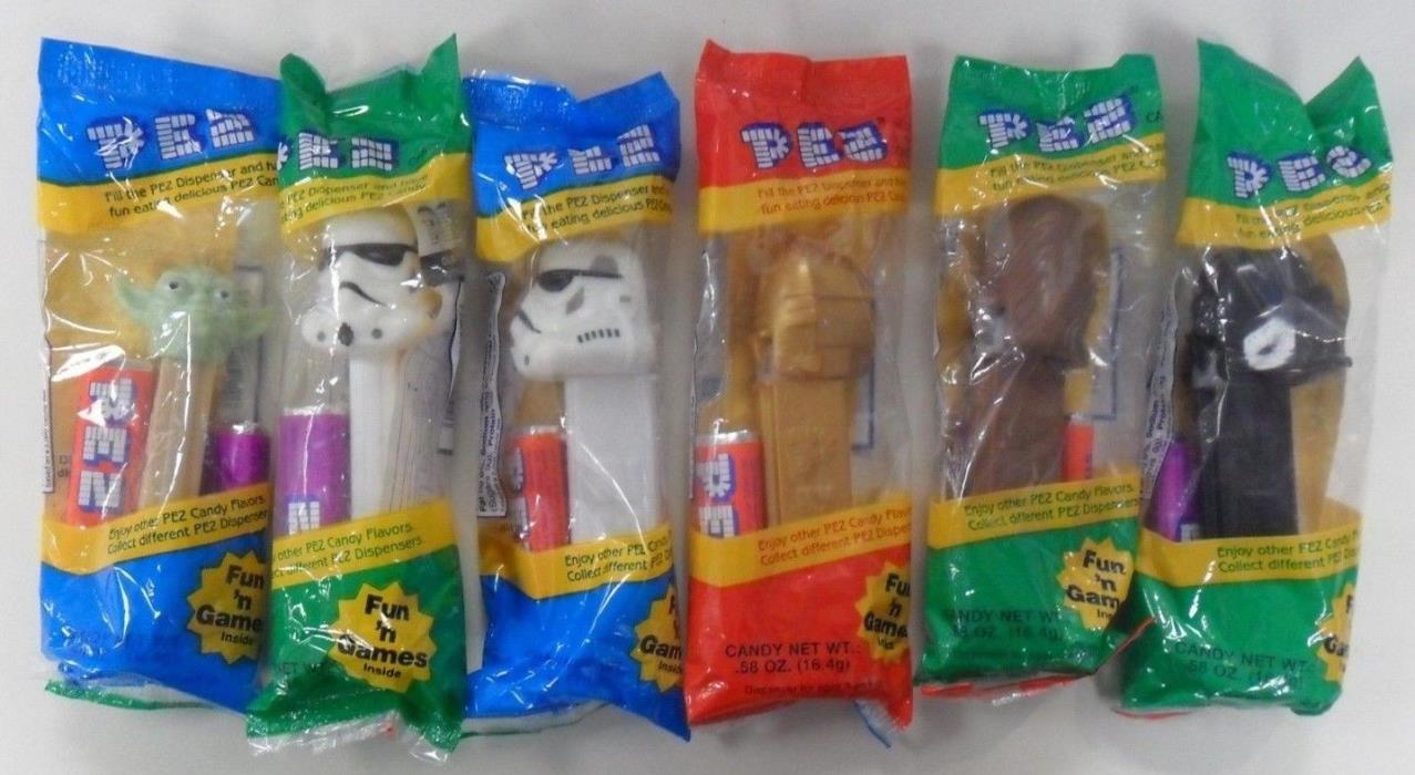 PEZ - Star Wars - 1997 Lot - Stormtrooper Yoda Darth Vader C-3PO Chewbacca