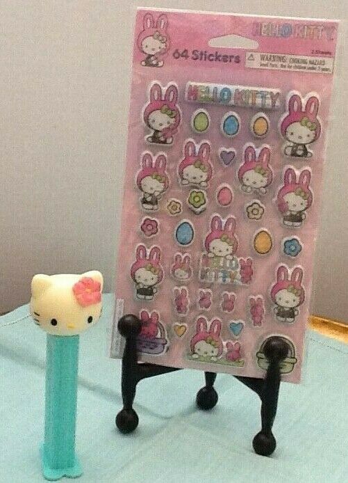 PEZ Loose Footed HELLO KITTY Candy Dispenser Hungary and 64 NIP Stickers