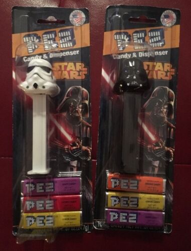 TWO Star Wars Darth Vader & Storm Trooper Imperial Pez Candy Dispensers Refills