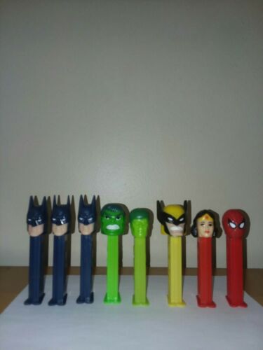 Vintage Super Heroes Pez Lot - Wolverine Hulk Spiderman Batman Wonder Women