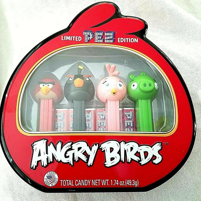 Pez ANGRY BIRDS Red Limited Edition Collector Set Shaped Metal Tin 4 dispensers