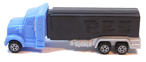 Pez European Power Truck~Blue Cab~Black Trailer Silver Grille~Near Mint~Loose