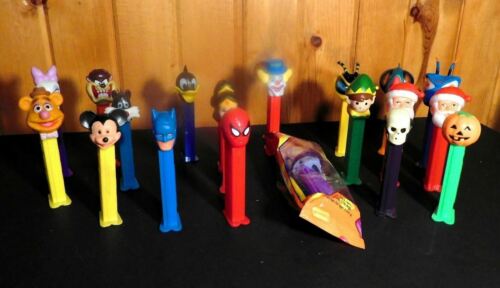 LOT of 19 Vintage Pez with Feet, Clown, Mickey, Duck, Batman, Witch, etc.
