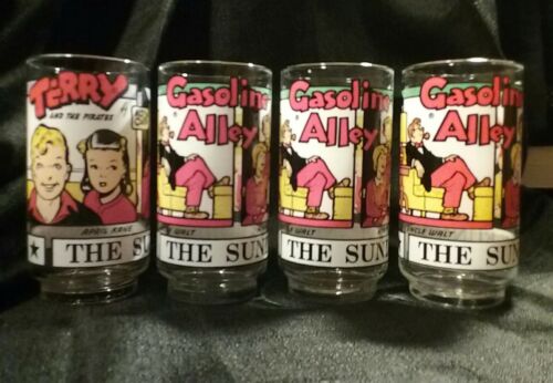 Vintage The Funnies Drinking Glasses Gasoline Alley & Terry And The Pirates 1976