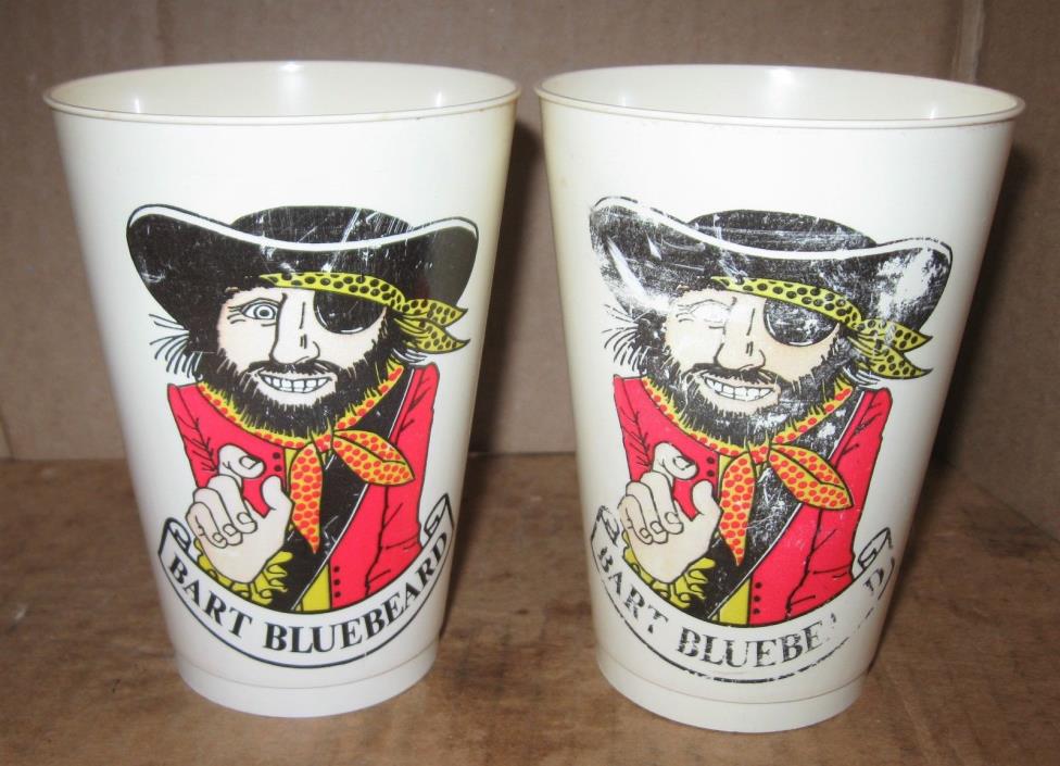 2 Vintage 1970s Long John Silver's Restaurants BART BLUEBEARD Collector CUP