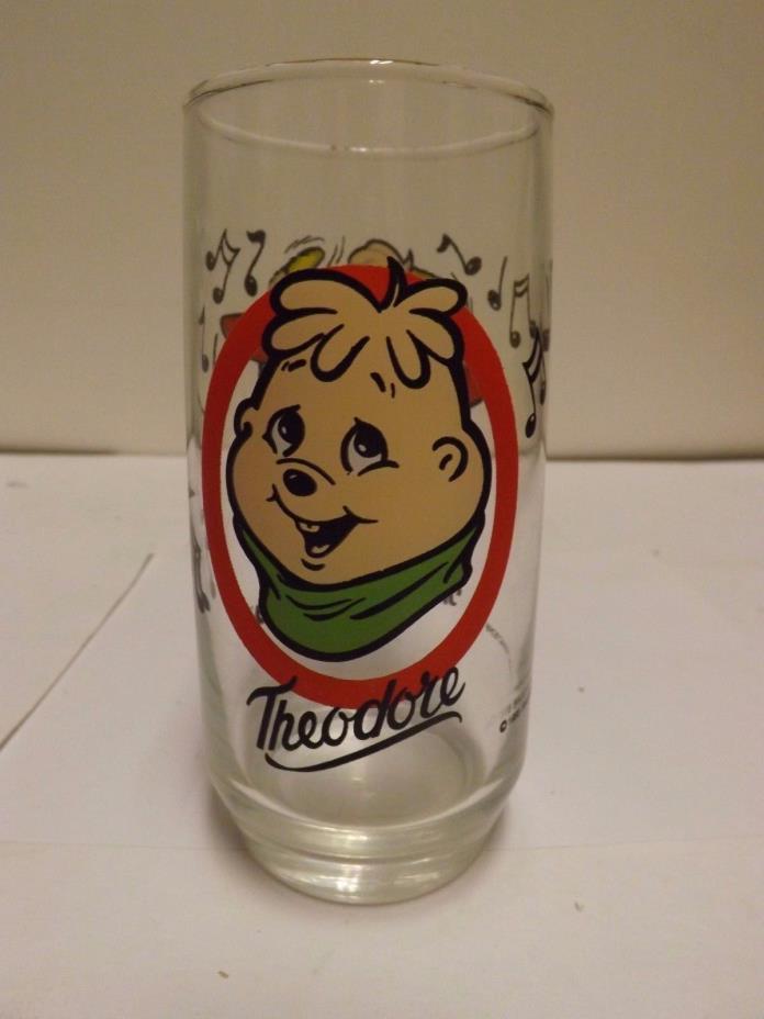 VINTAGE 1985 THEODORE OF THE CHIPMUNKS GLASS TUMBLER BAGDASARIAN PRODUCTIONS