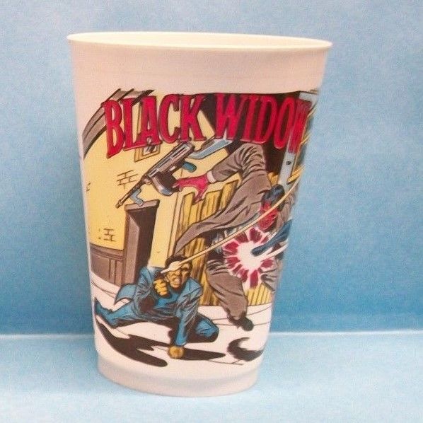 Vintage 1977 Marvel Comics Black Widow Plastic Slurpee Cup 7-11