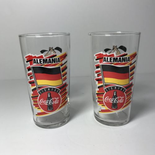 1994 USA Soccer World Cup Alemania Siempre 2 Coca Cola Promo Glasses 5.25