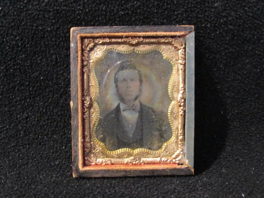 Antique Ambrotype in Half Case w/Brass Insert Younger South Carolina Gentleman