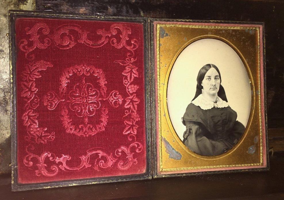 Large Half Plate Ambrotype Photo of a Woman 1850s