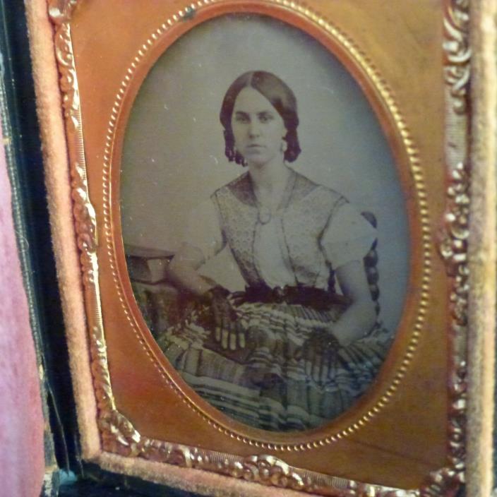 Antique 1/9th Plate Ambrotype of Attractive Woman with Book's