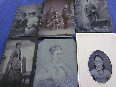 (6) Tintypes of Various Subjects Mostly 1/6 Plate #101012