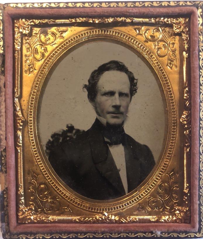 Large Leather Bound, Gold Framed Victorian Gentleman Ambrotype