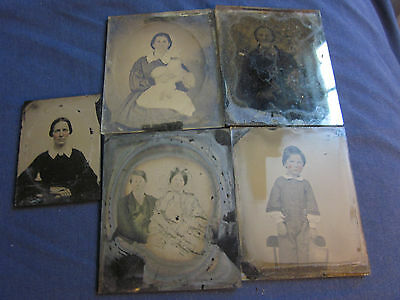 5 Ambrotypes of Various Subjects (4) 1/6 and a 1/9 Sizes