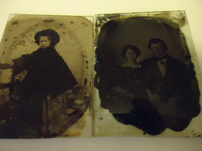 2 (1/4)  Ambrotypes  Young Girl and Couple #6816