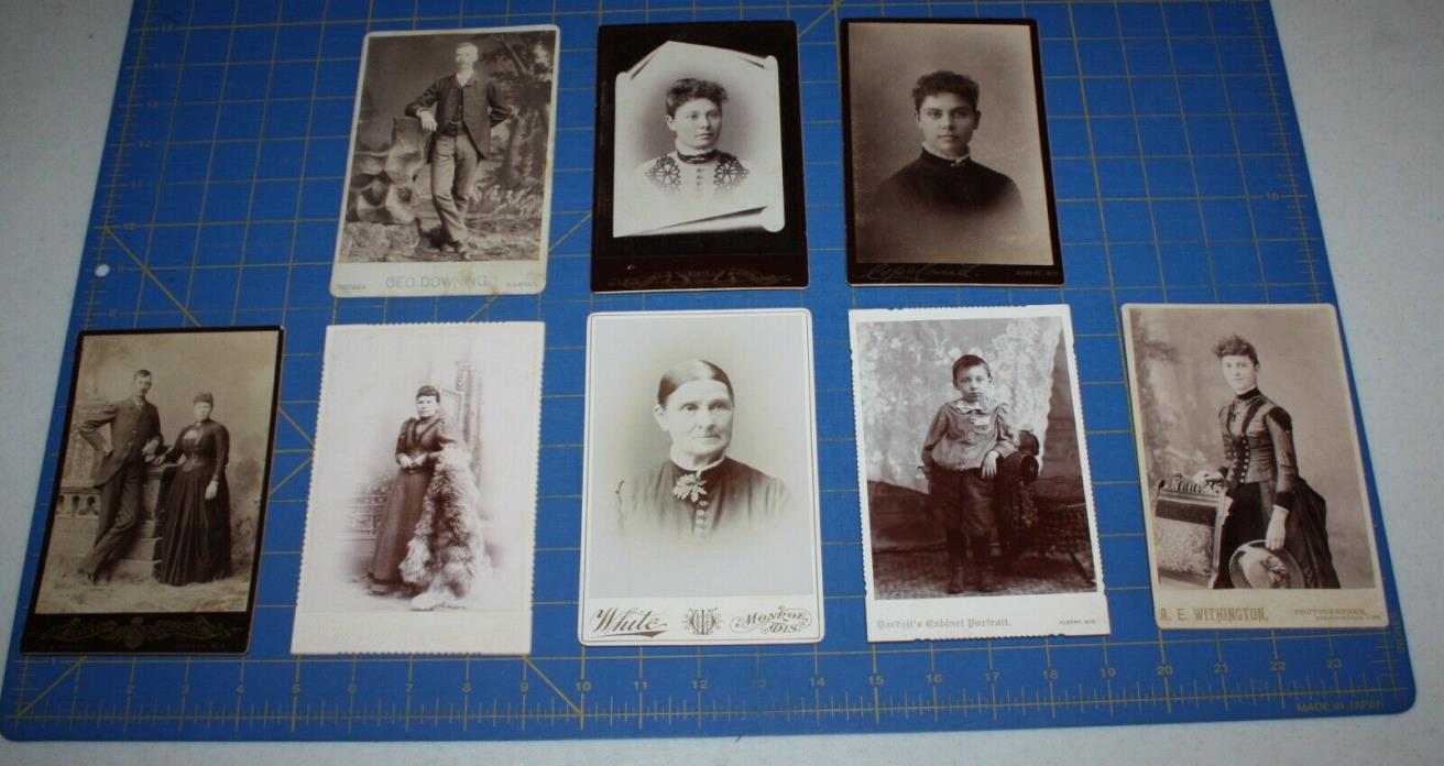 Lot Of 8 Cabinet Card Photo's All People Most From Southern WI With KS And CT